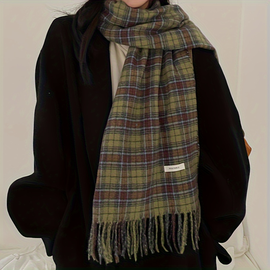 Vintage Green Plaid Tassel Sca - đánh giá và giá Cashmere Pashmina Wrap