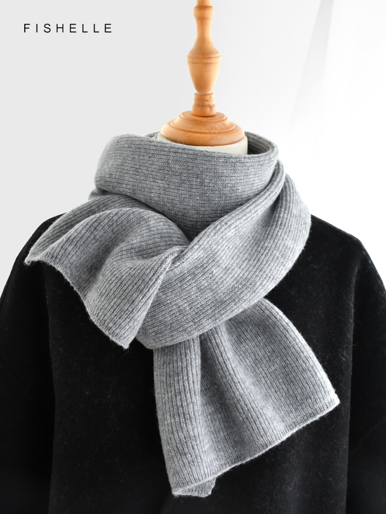 Gray solid color cashmere scar - đánh giá và giá Wool Scarf Men