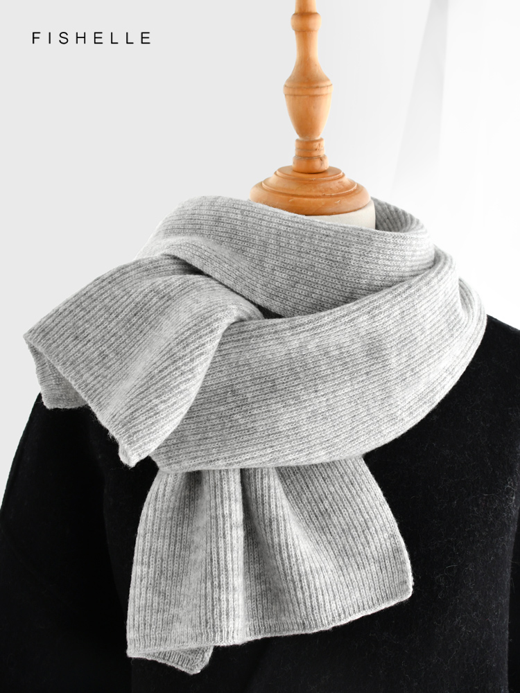Gray solid color cashmere scar - đánh giá và giá Wool Scarf Men