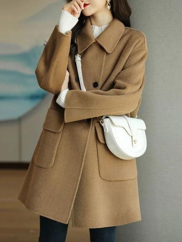 Stylish Mid-Length Woolen Coat - đánh giá và giá Down Jacket Packable