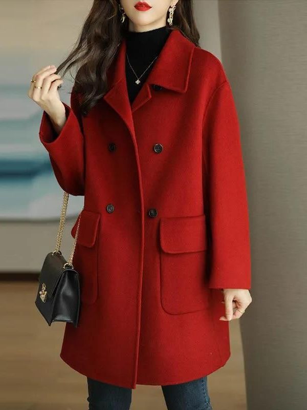 Stylish Mid-Length Woolen Coat - đánh giá và giá Down Jacket Packable
