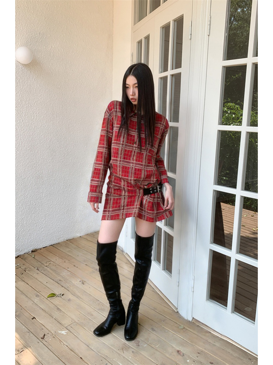 Punk Plaid Flannel Shirt Dress - đánh giá và giá Flannel Shirt Lined